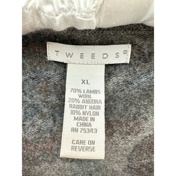 TWEEDS | Gray Paisley Lambs Wool Angora Rabbit Button Front Cardigan | XL - Picture 5 of 8